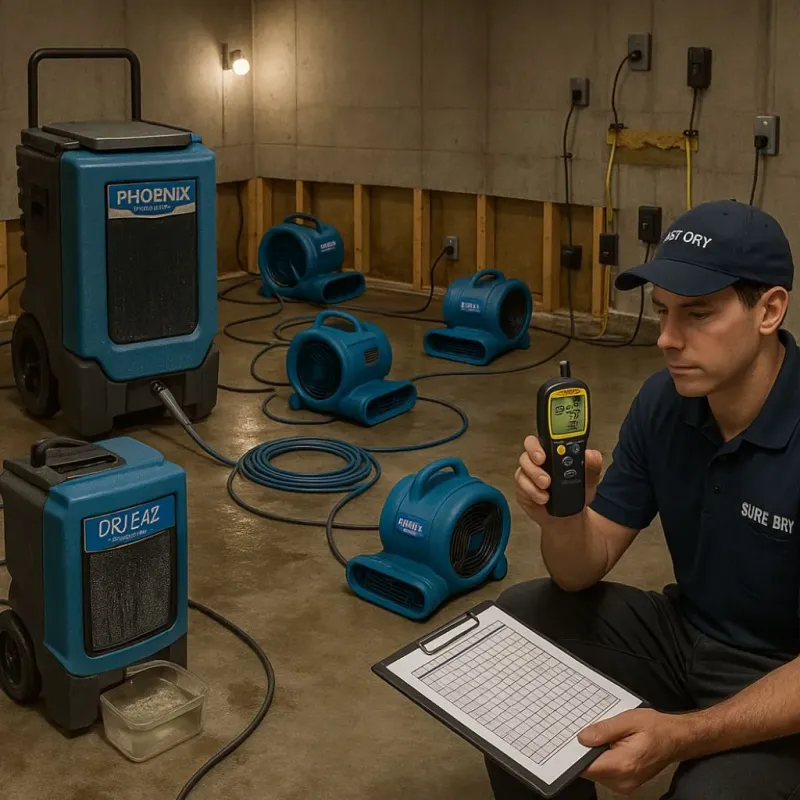 Structural Drying and Dehumidification process in Westover, AL